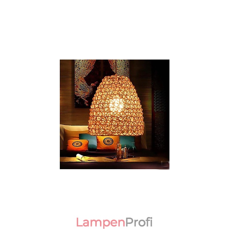 Runder Retro-Gartenlampenschirm aus Rattan