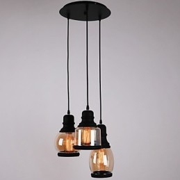 Antiker Glasschirm 3-flammig Künstlerisch Minimalistisch Pendelleuchte