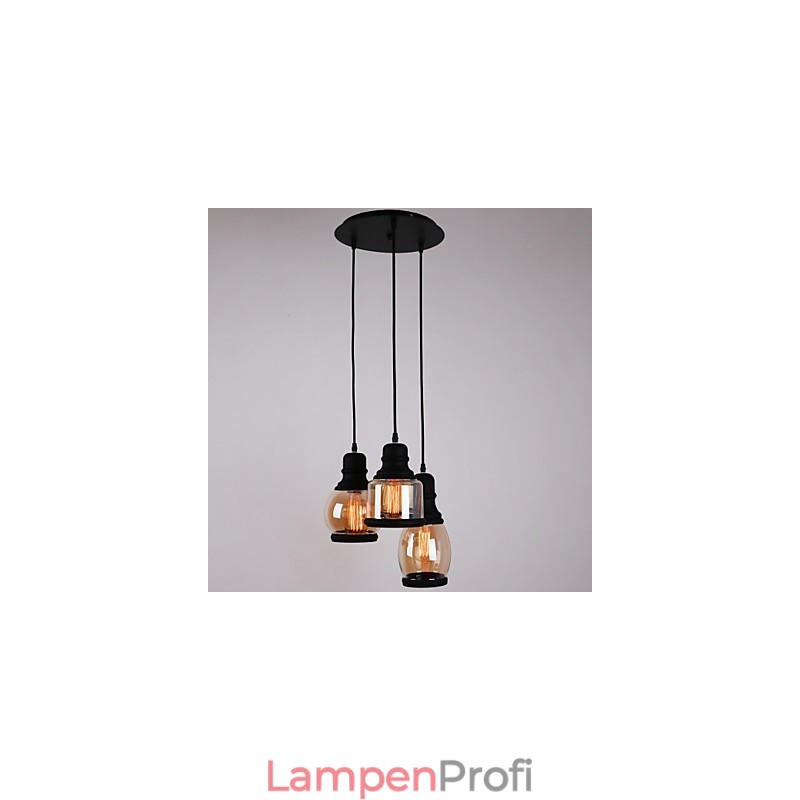 Antiker Glasschirm 3-flammig Künstlerisch Minimalistisch Pendelleuchte