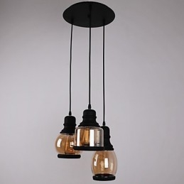 Antiker Glasschirm 3-flammig Künstlerisch Minimalistisch Pendelleuchte