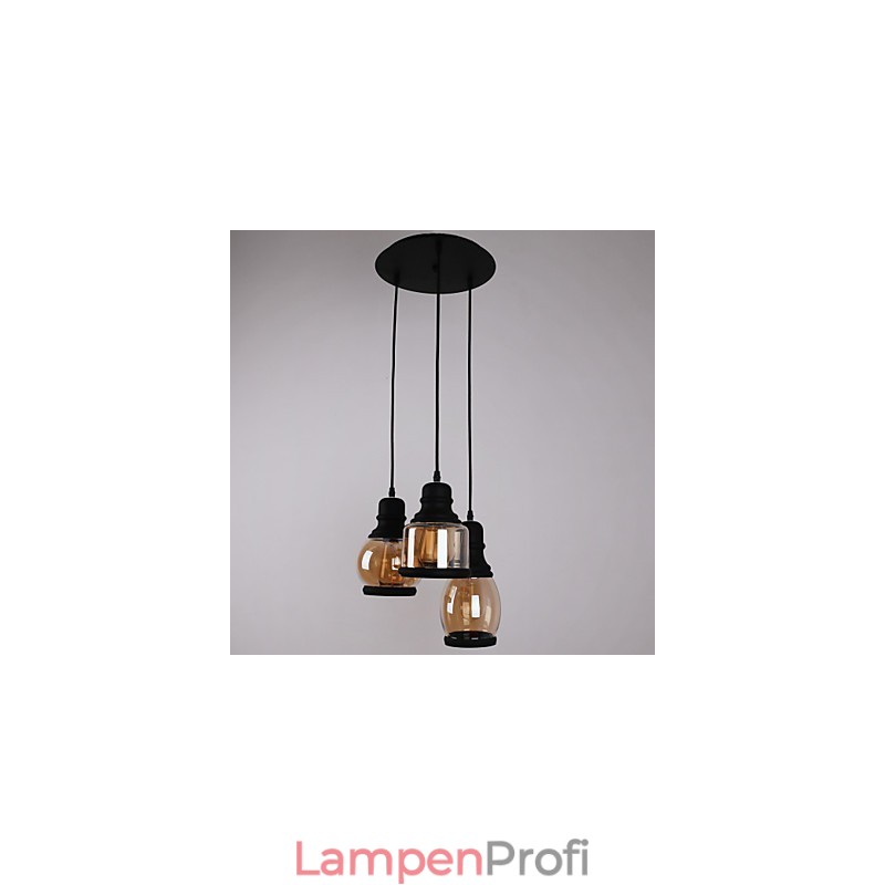 Antiker Glasschirm 3-flammig Künstlerisch Minimalistisch Pendelleuchte