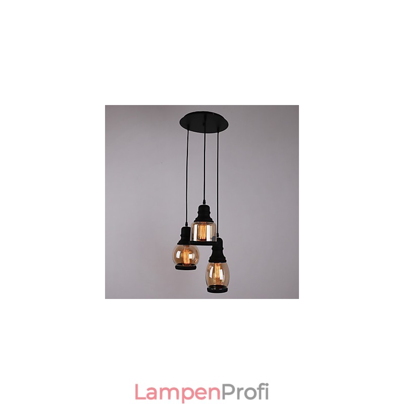 Antiker Glasschirm 3-flammig Künstlerisch Minimalistisch Pendelleuchte