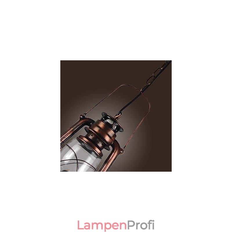 Country Lantern Mini-Pendelleuchte im Bronze-Stil