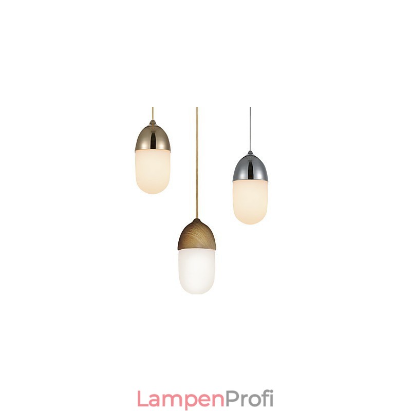 Mini Acorn Pendelleuchte 1 Licht Moderne Einfachheit Golden Chrome Holzfarbe Finish Kohlenstoffstahl & Glas Droplight