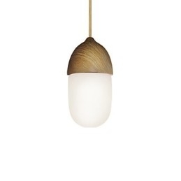 Mini Acorn Pendelleuchte 1 Licht Moderne Einfachheit Golden Chrome Holzfarbe Finish Kohlenstoffstahl & Glas Droplight