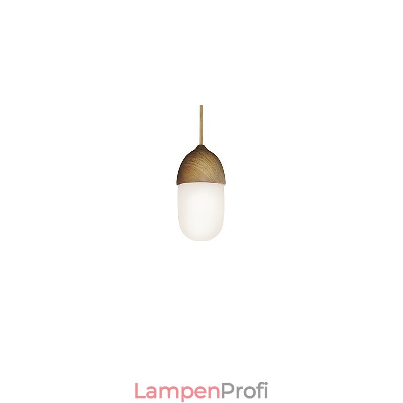 Mini Acorn Pendelleuchte 1 Licht Moderne Einfachheit Golden Chrome Holzfarbe Finish Kohlenstoffstahl & Glas Droplight