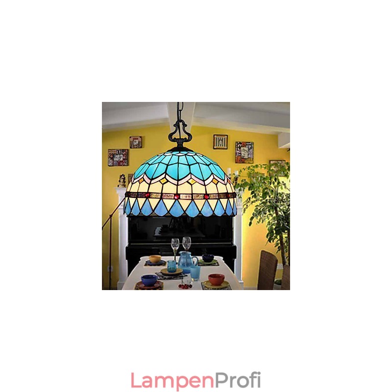 Europäischer ländlicher kreativer Kunst-Buntglas-Kronleuchter, der alte Wege wiederherstellt, Lampenlicht