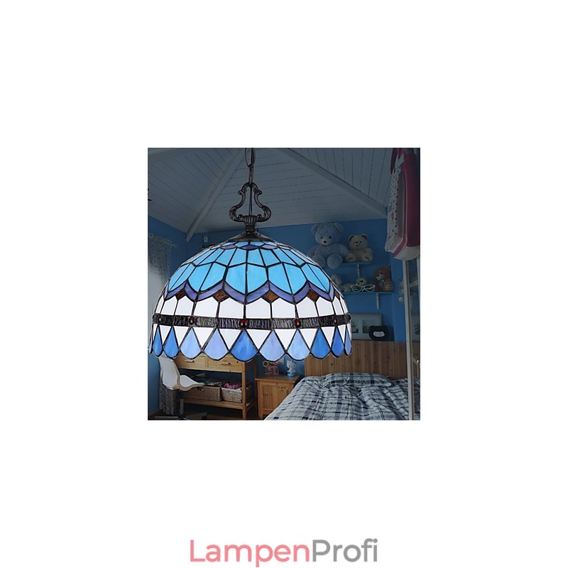 Europäischer ländlicher kreativer Kunst-Buntglas-Kronleuchter, der alte Wege wiederherstellt, Lampenlicht