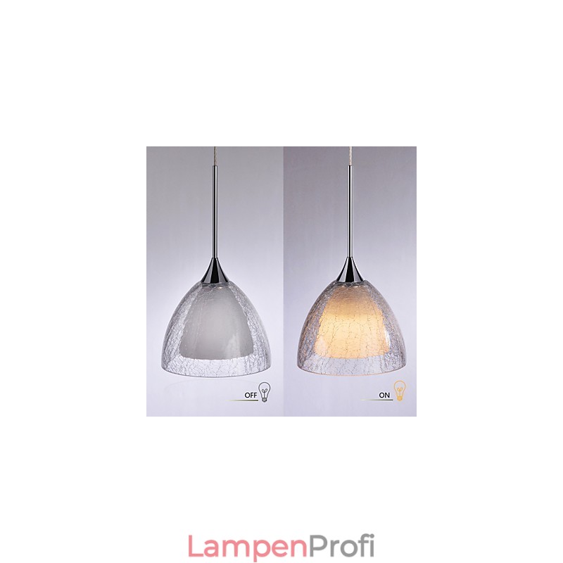 3-flammige zweischichtige Pendelleuchte Inselleuchte Rissglas poliertes Chrom