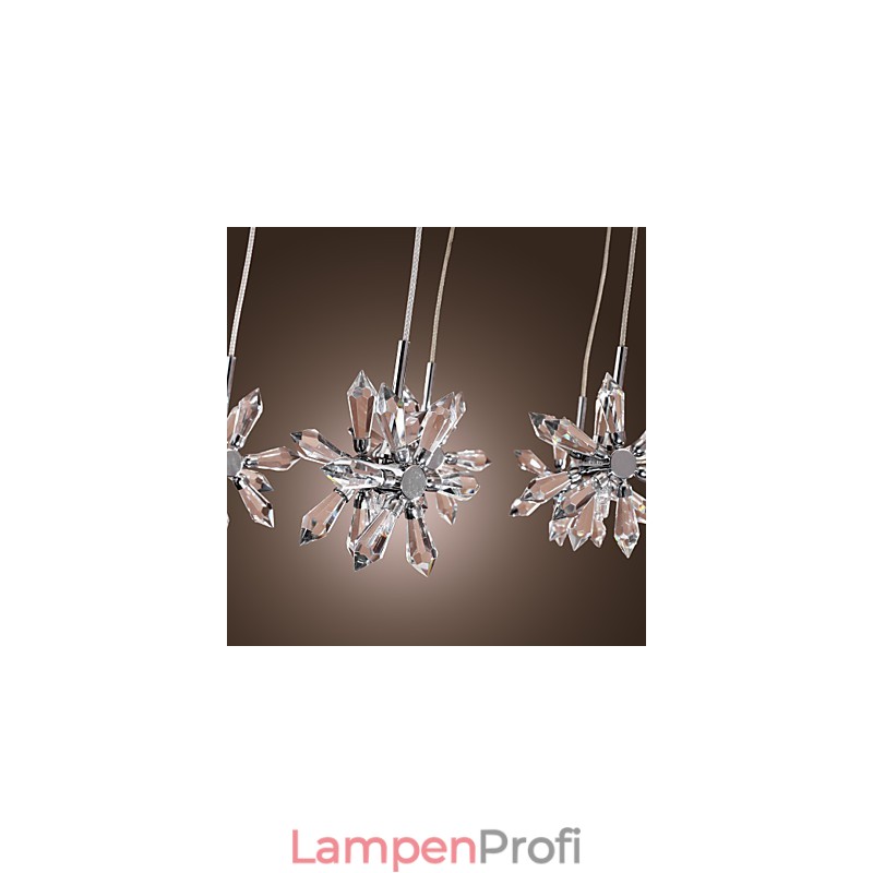 Moderne zeitgenössische Kristall Chrom Metall Pendelleuchte