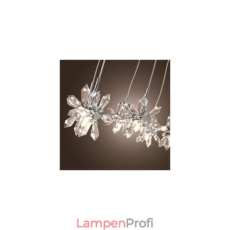 Moderne zeitgenössische Kristall Chrom Metall Pendelleuchte