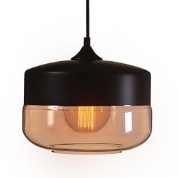 WestMenLights Vintage Modern Lack Glas Deckenlampe Pendelleuchte Schwarz 250mm Durchmesser