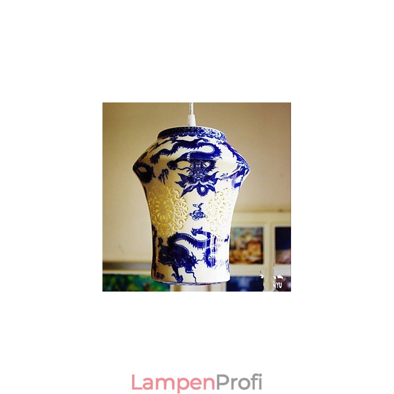 Retro Keramik lampe lampe Treppe Blau Single Head Kronleuchter Kreative