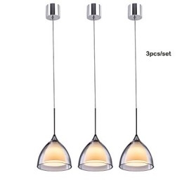 1-flammige zweischichtige Pendelleuchte für die Insel, klares Glas, poliertes Chrom