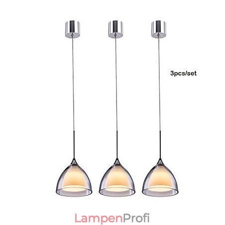 1-flammige zweischichtige Pendelleuchte für die Insel, klares Glas, poliertes Chrom 1-flammige zweischichtige Pendelleuchte für die Insel, klares Glas, poliertes Chrom