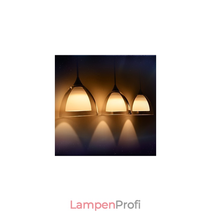 1-flammige zweischichtige Pendelleuchte für die Insel, klares Glas, poliertes Chrom