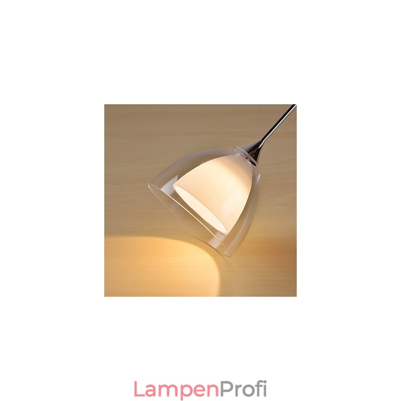 1-flammige zweischichtige Pendelleuchte für die Insel, klares Glas, poliertes Chrom