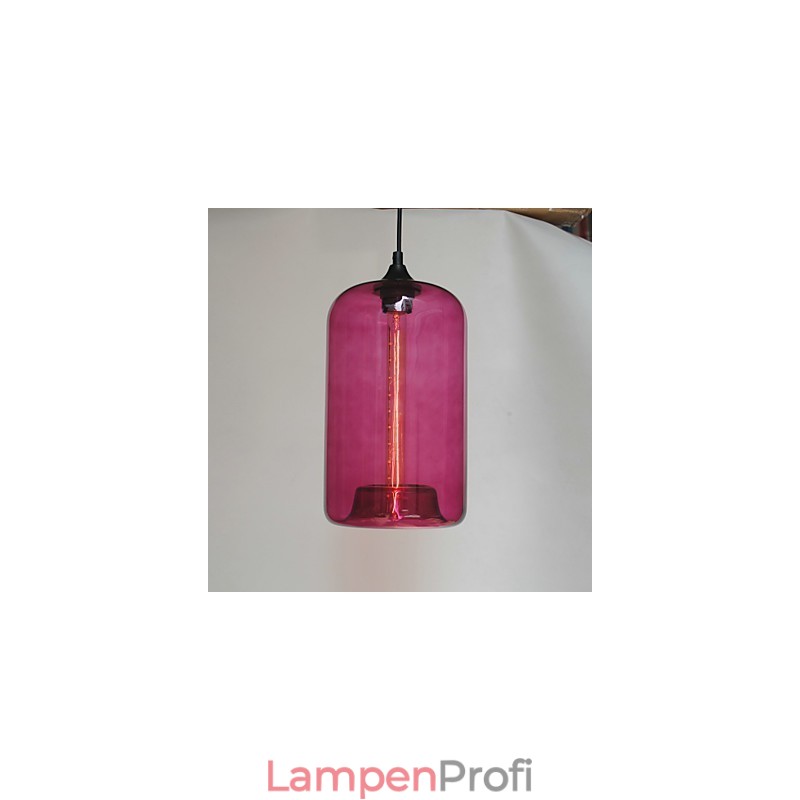 Pendelleuchte im Flaschendesign, 1-flammig, mit transparentem Schirm