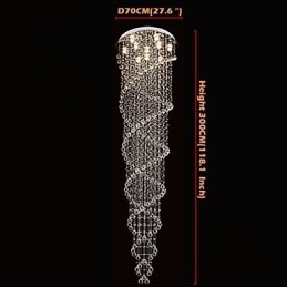 Deckenleuchter Pendelleuchte Leuchten mit K9 Kristall Doppelspirale D70CM H300CM