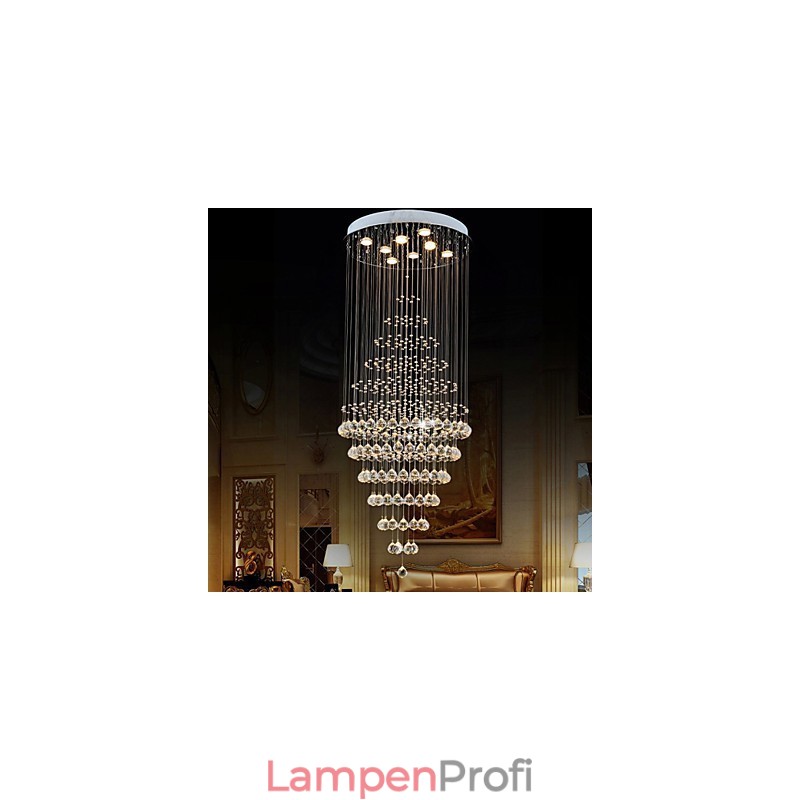 Moderne Kristall Kronleuchter Beleuchtung Pendelleuchte Deckenleuchte Leuchten mit 8 Glühbirnen H180CM