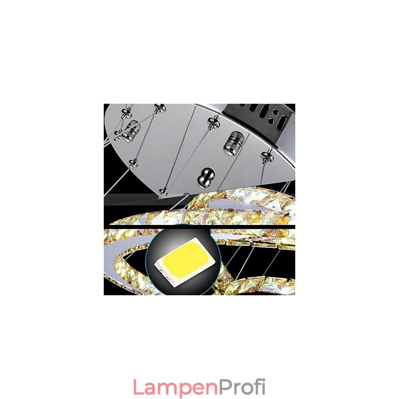 Pendelleuchten Deckenleuchte Kronleuchter Beleuchtung Rund 4 Ringe Großer Ring Bernstein Kristall und andere Klare Kristalle