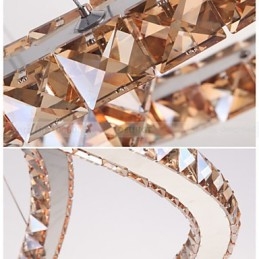 Pendelleuchten Deckenleuchte Kronleuchter Beleuchtung Rund 4 Ringe Großer Ring Bernstein Kristall und andere Klare Kristalle