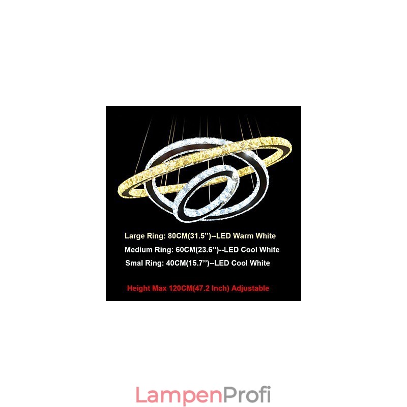 Kristall-Deckenpendelleuchten Kronleuchter-Leuchten mit warmem und kaltem Weiß D406080cm