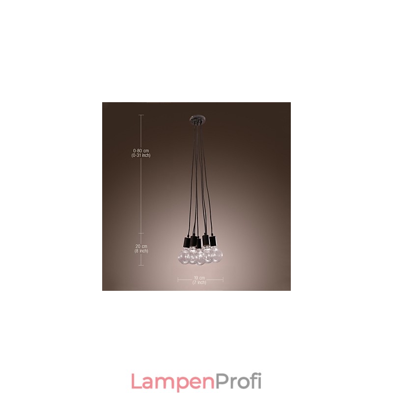 Modernes Zuhause 7 Kopf Edison Glühbirne Licht Loft Glaskugel Pendelleuchte