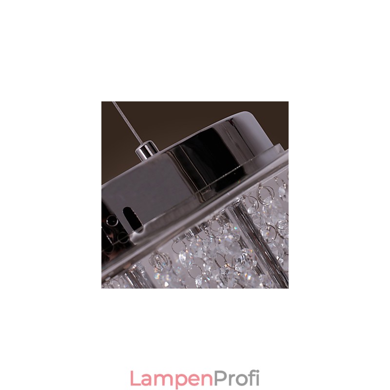 Künstlerische 6-flammige Kristall-Pendelleuchte mit Glasschirm