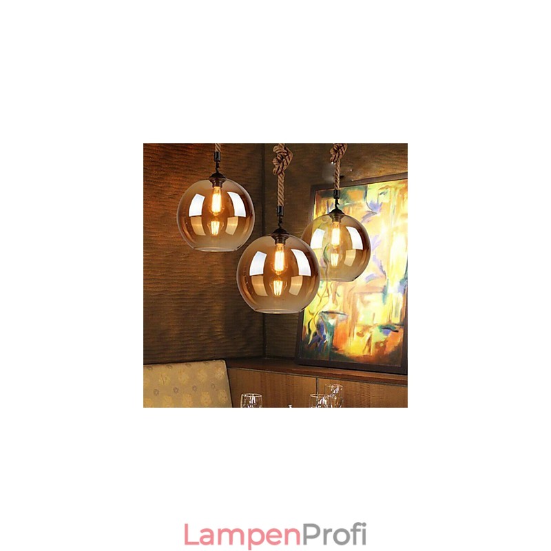 Loft Amerikanischen Seil Retro Beleuchtung Lichter Glas Pendelleuchte