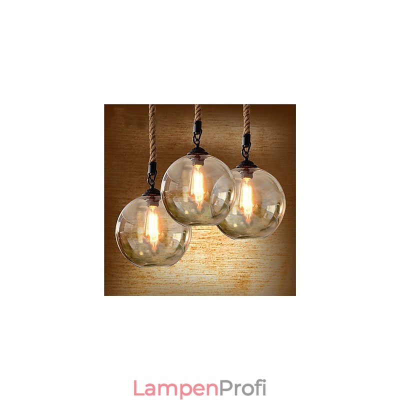 Loft Amerikanischen Seil Retro Beleuchtung Lichter Glas Pendelleuchte