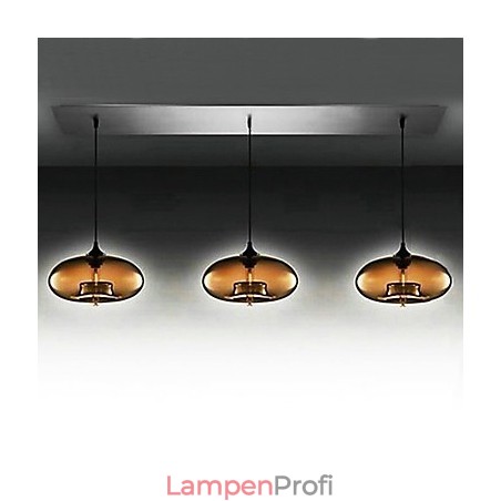Moderne Pendelleuchte aus Glas mit 3 Lichtern im braunen Blasendesign