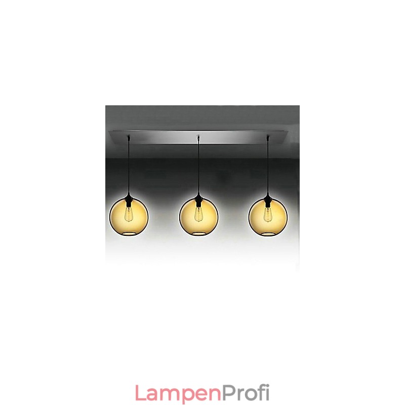 Moderne Pendelleuchte aus Glas mit 3 Lichtern im transparent-braunen Blasen-Design