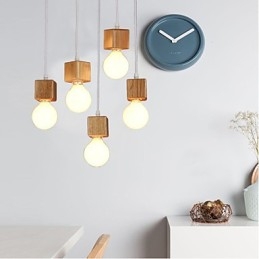 Nordische Massivholz Quadratische Lampenfassung Sitzende Droplight Lampe Licht