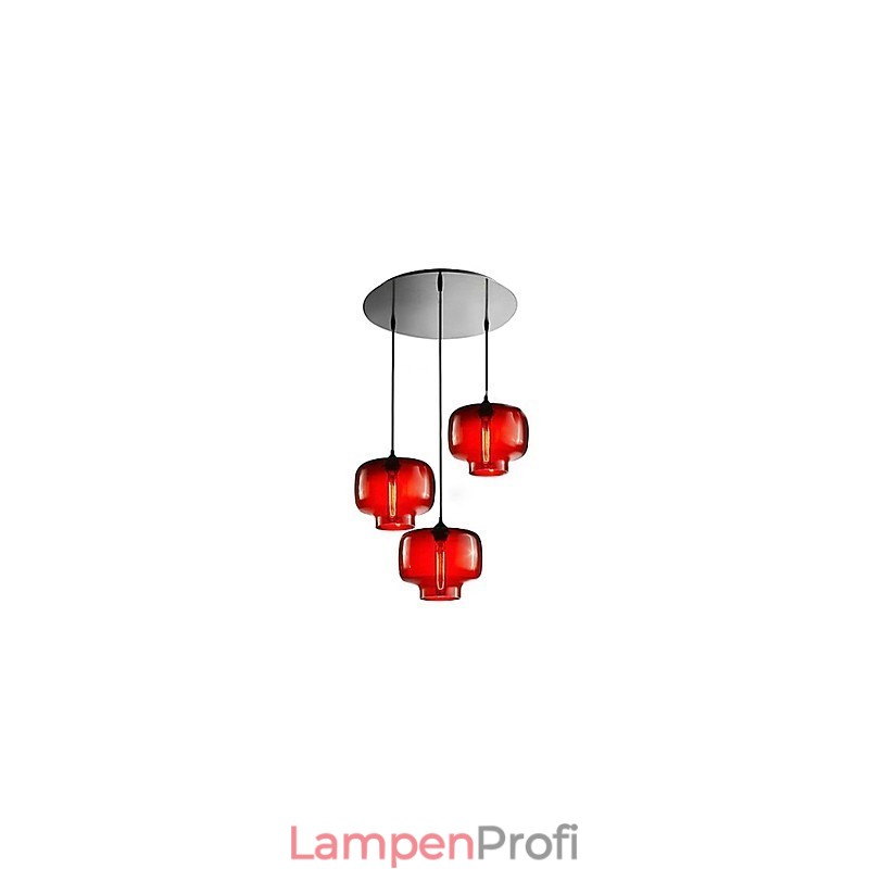 Moderne Glas-Pendelleuchte mit 3 Lichtern im transparenten Flaschendesign