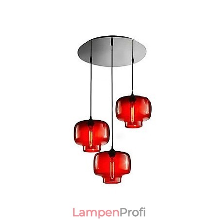 Moderne Glas-Pendelleuchte mit 3 Lichtern im transparenten Flaschendesign Moderne Glas-Pendelleuchte mit 3 Lichtern im transparenten Flaschendesign