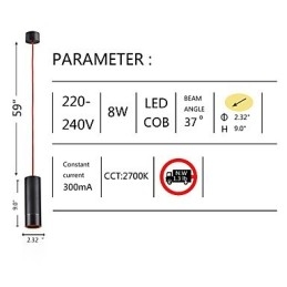 1-flammige Mini-Pendelleuchte, schwarz eloxiert mit Aluminium
