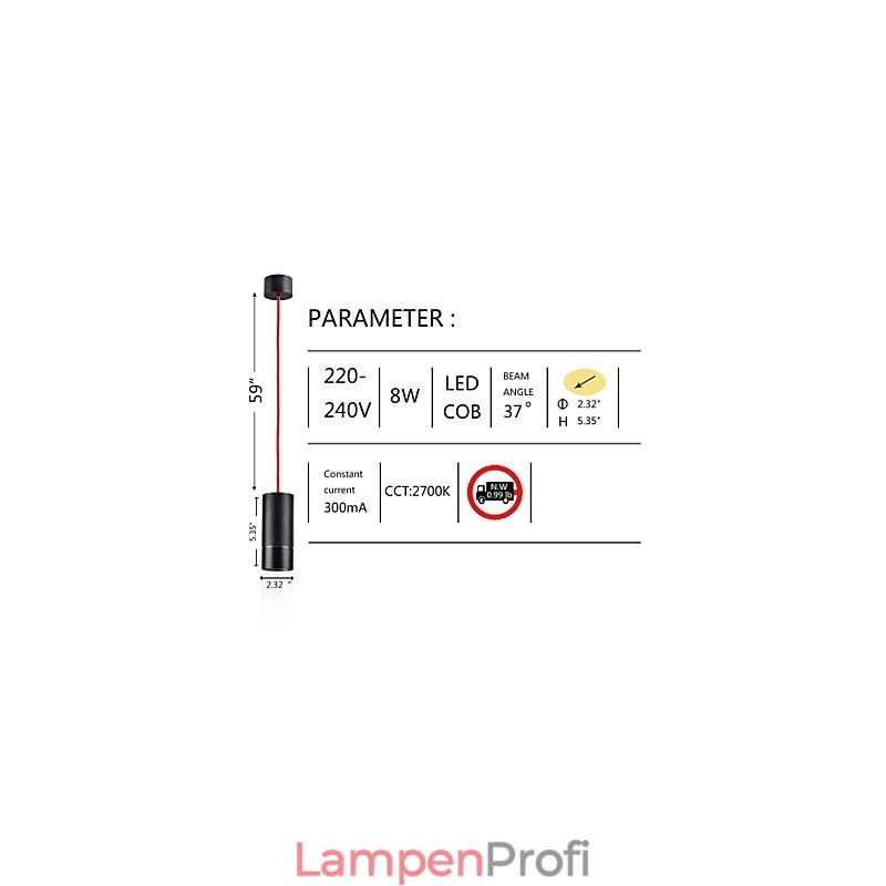 1-flammige Mini-Pendelleuchte, schwarz eloxiert mit Aluminium