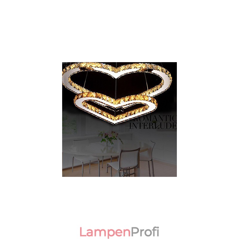 Pendelleuchte Kronleuchter Licht Transparent ODER Bernstein K9 Kristall Doppel Herzförmige Deckenleuchten Lichter