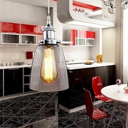 Moderne Chrom Glas Vintage Industrie Retro Fitting Edison Pendelleuchte Cafe Veranda Licht