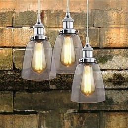 Moderne Chrom Glas Vintage Industrie Retro Fitting Edison Pendelleuchte Cafe Veranda Licht