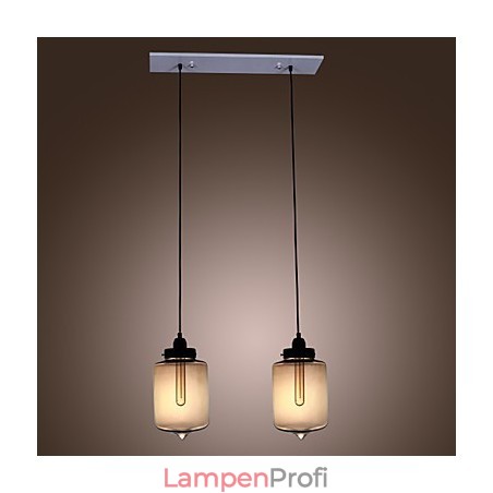 Moderne Glas-Pendelleuchte mit 2 Lichtern im transparenten Flaschendesign