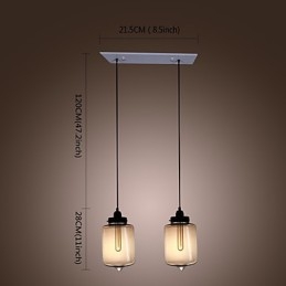 Moderne Glas-Pendelleuchte mit 2 Lichtern im transparenten Flaschendesign