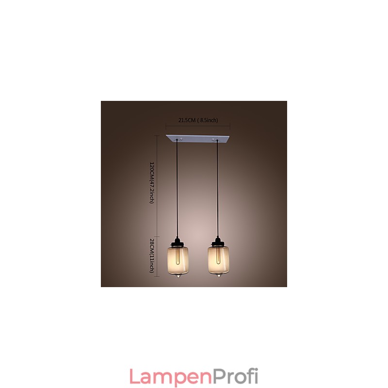 Moderne Glas-Pendelleuchte mit 2 Lichtern im transparenten Flaschendesign