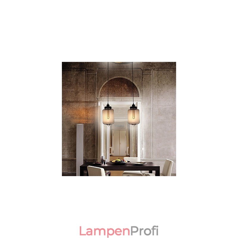 Moderne Glas-Pendelleuchte mit 2 Lichtern im transparenten Flaschendesign