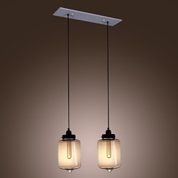Moderne Glas-Pendelleuchte mit 2 Lichtern im transparenten Flaschendesign