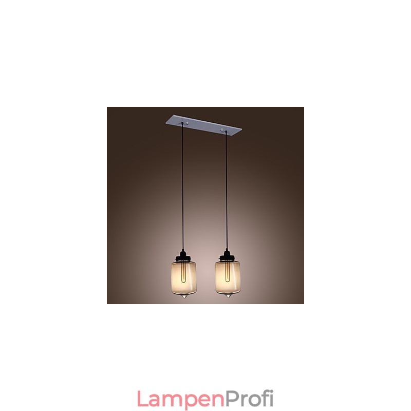 Moderne Glas-Pendelleuchte mit 2 Lichtern im transparenten Flaschendesign