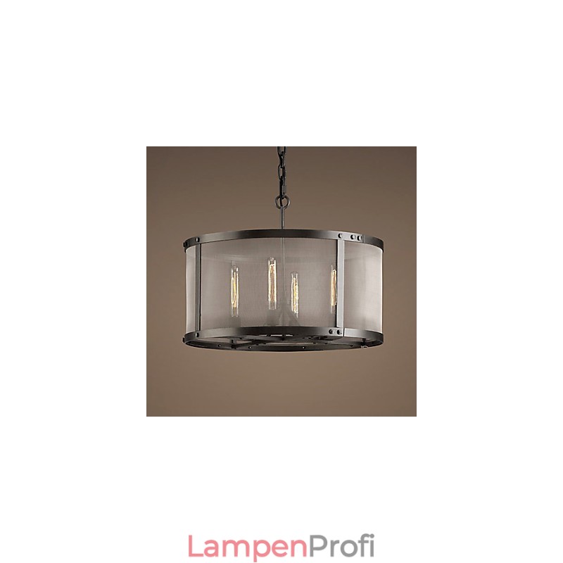 4-flammige Pendelleuchte mit transparentem Schirm