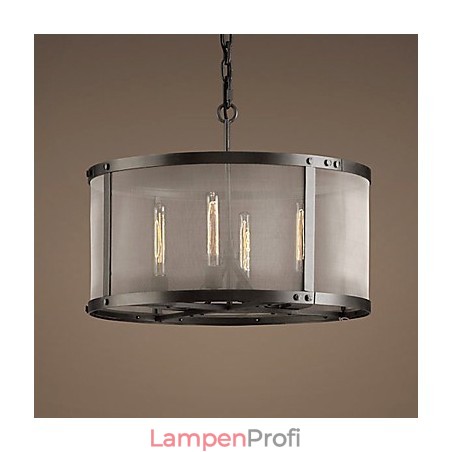 4-flammige Pendelleuchte mit transparentem Schirm