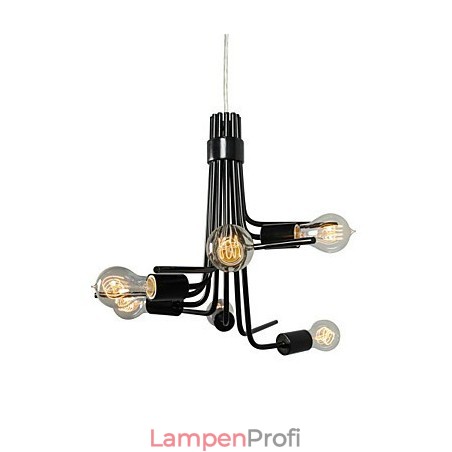 Moderne, charakteristische Pendelleuchte im nordamerikanischen Stil mit 6 Lichtern in Schwarz